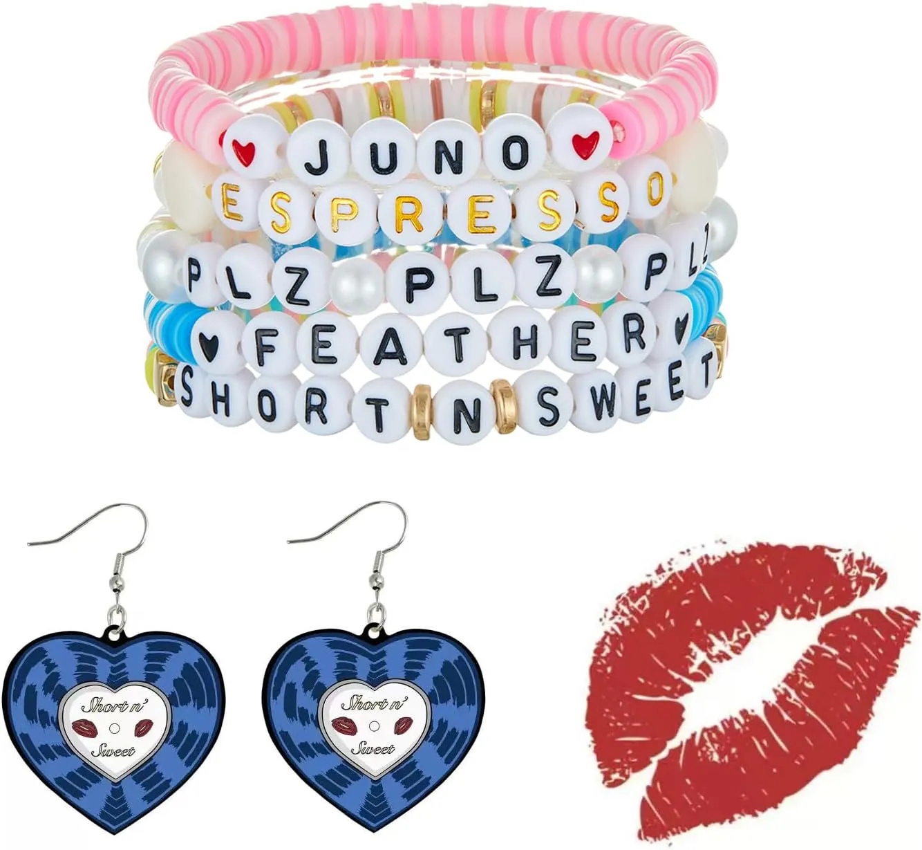 Sabrina Friendship Bracelet Sets for Women  '  Concert Earrings Sabrina Album Inspired Merch Costume Outfit Accessories for Fans