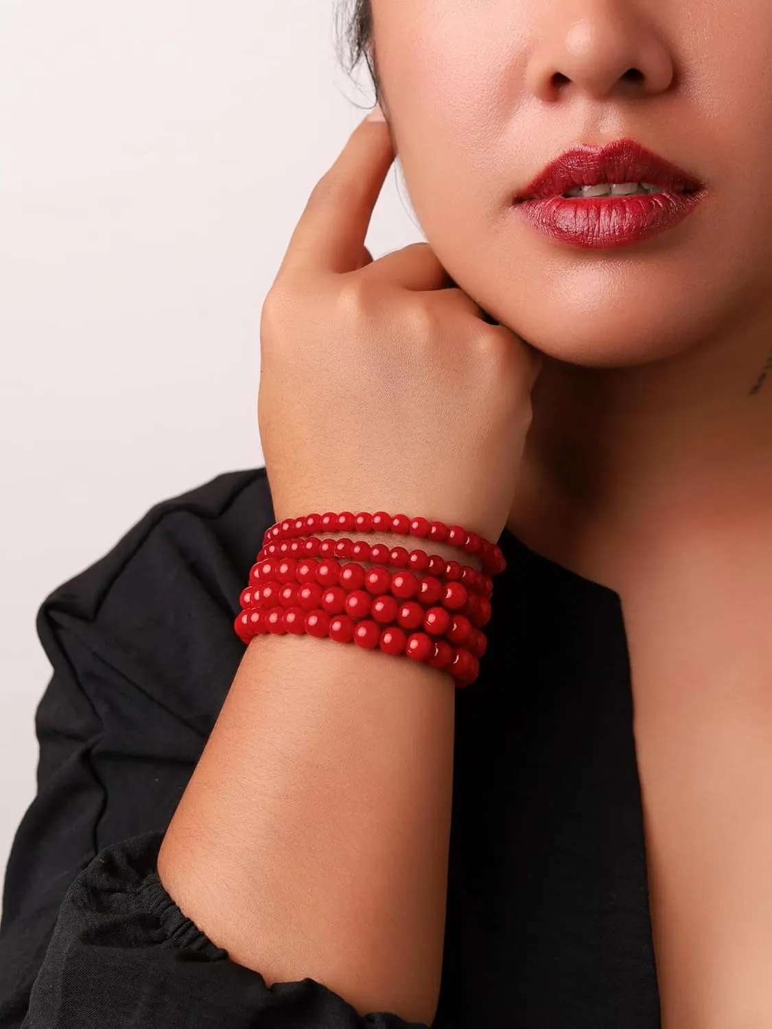 Sacina Imitation-Pearl Stretchable Bracelets, Beaded Bracelet for Women, Christmas Jewelry Gift