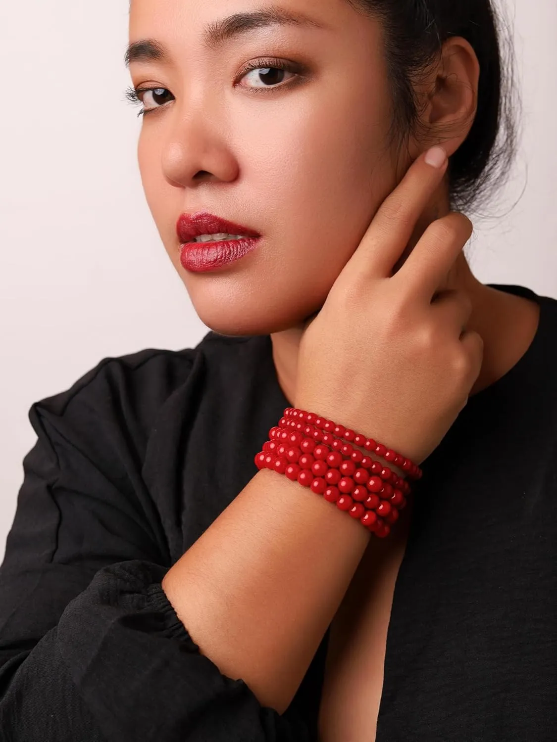 Sacina Imitation-Pearl Stretchable Bracelets, Beaded Bracelet for Women, Christmas Jewelry Gift