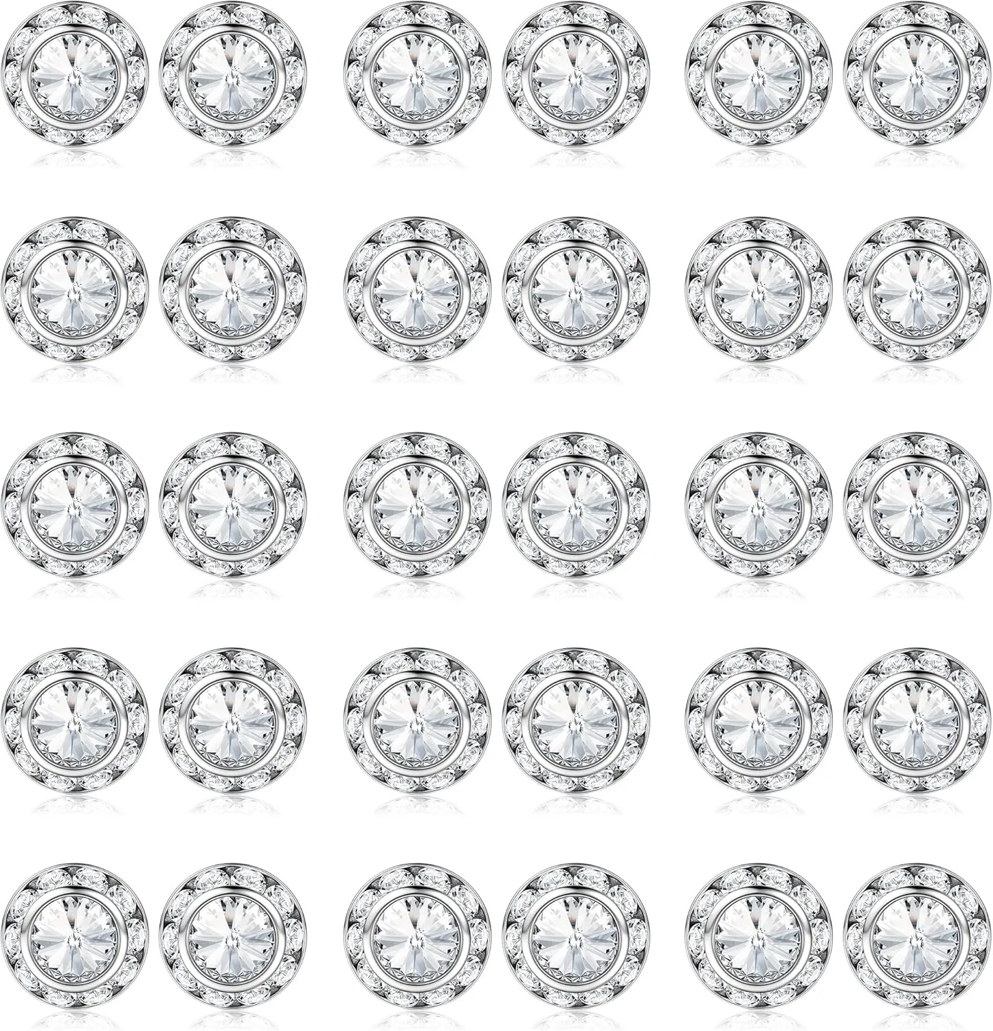 SAILIMUE 15Pairs Rhinestone Earrings For Women Dance Competition Performance Ballet Stud Earrings Stainless Steel Round Acrylic Stone Inside Rhinestone Crystal Halo Dance Competition Earrings Set 15mm 20mm