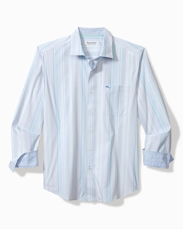 Sarasota Stretch Santiago Stripe IslandZone® Shirt - Dew Drop