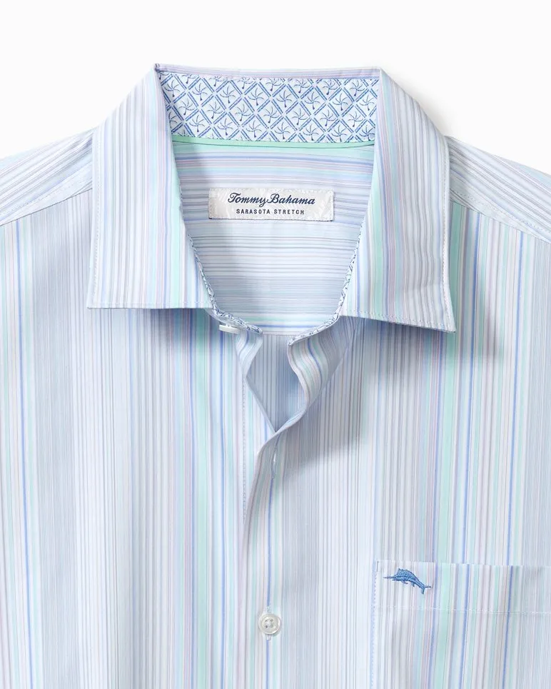 Sarasota Stretch Santiago Stripe IslandZone® Shirt - Dew Drop