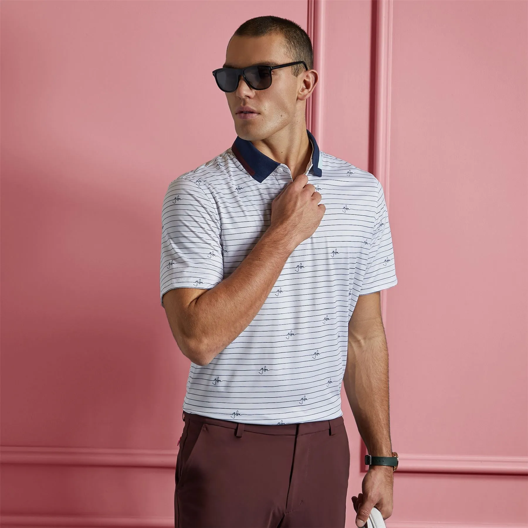 Script Stripe Tech Jersey Polo Snow - AW24