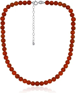 SEA OF ICE Precious Gemstone 6mm Round Beads Necklace 14" Plus 2" Extender with Sterling Silver Spring Ring Clasp