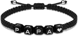 seensea Personalized Name Bracelets for Family Sisters BFF Grandmother Mother Little Sister Bracelet with Letters Black Rope Woven Braided Adjustable Bracelets
