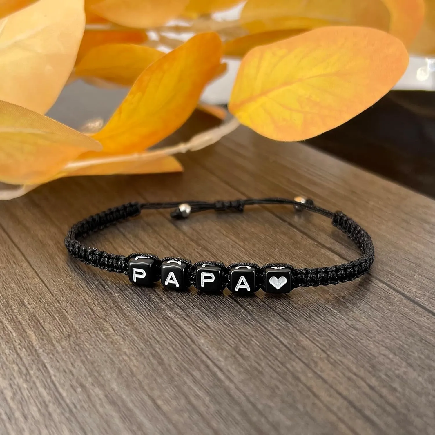 seensea Personalized Name Bracelets for Family Sisters BFF Grandmother Mother Little Sister Bracelet with Letters Black Rope Woven Braided Adjustable Bracelets