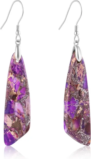 SELOVO Jasper Stone Earrings for Women Trendy Dangle Earrings Fishhook Drop Earrings