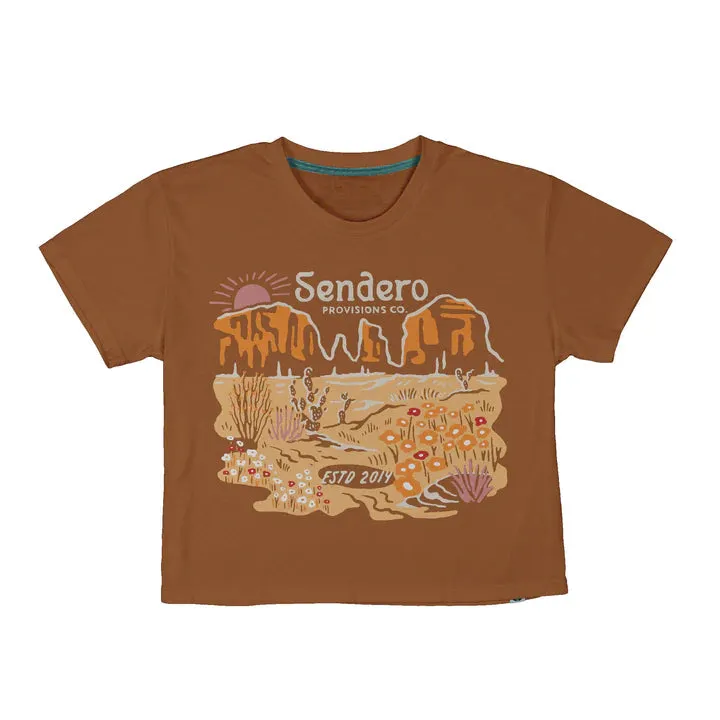 Sendero DESERT BLOOM WOMEN'S CROP TEE - MEERKAT