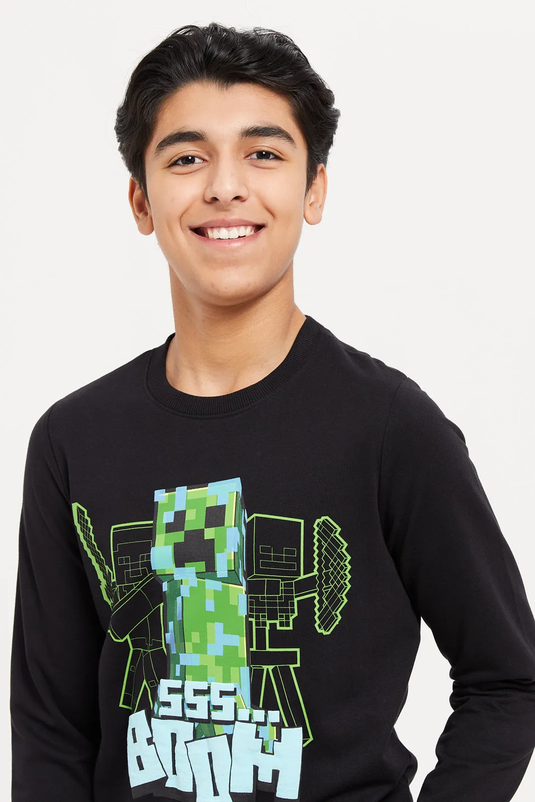 Senior Boys Black Minecraft T-Shirt