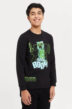 Senior Boys Black Minecraft T-Shirt