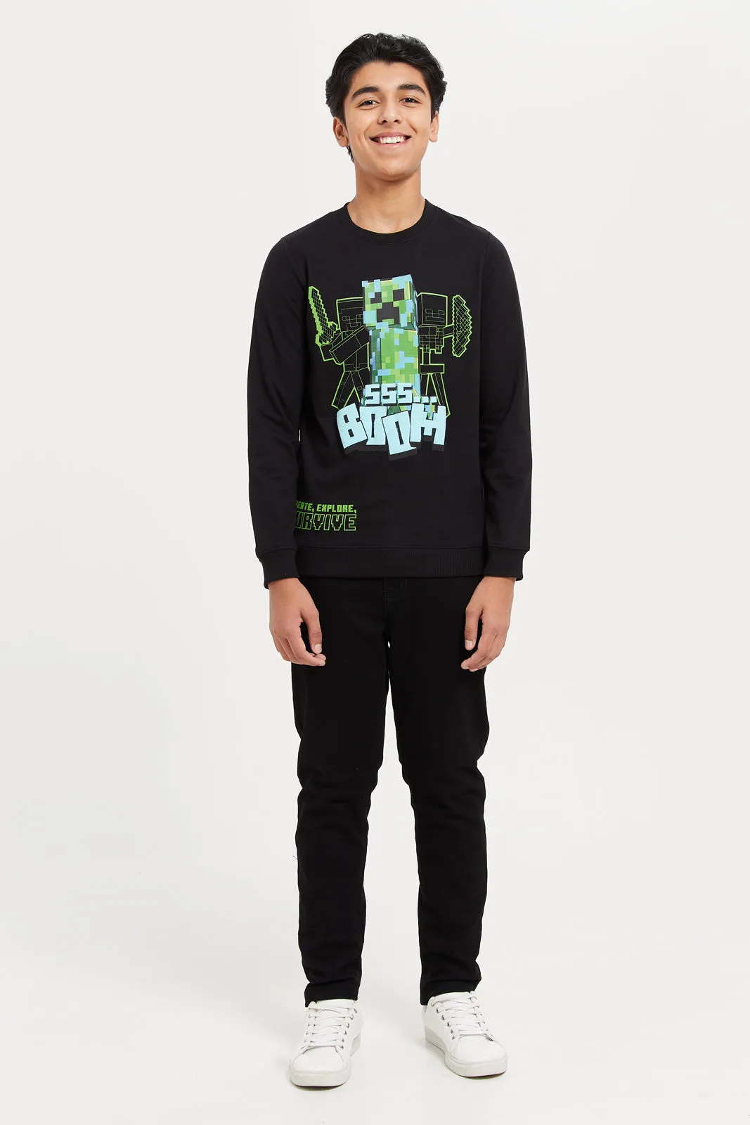 Senior Boys Black Minecraft T-Shirt