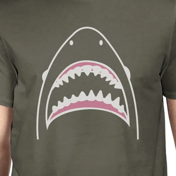 Shark Mens Dark Grey Short Sleeve Tee Shirt Ring Spun Cotton Shirt