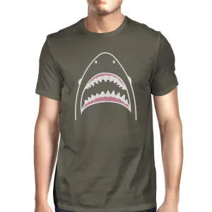 Shark Mens Dark Grey Short Sleeve Tee Shirt Ring Spun Cotton Shirt