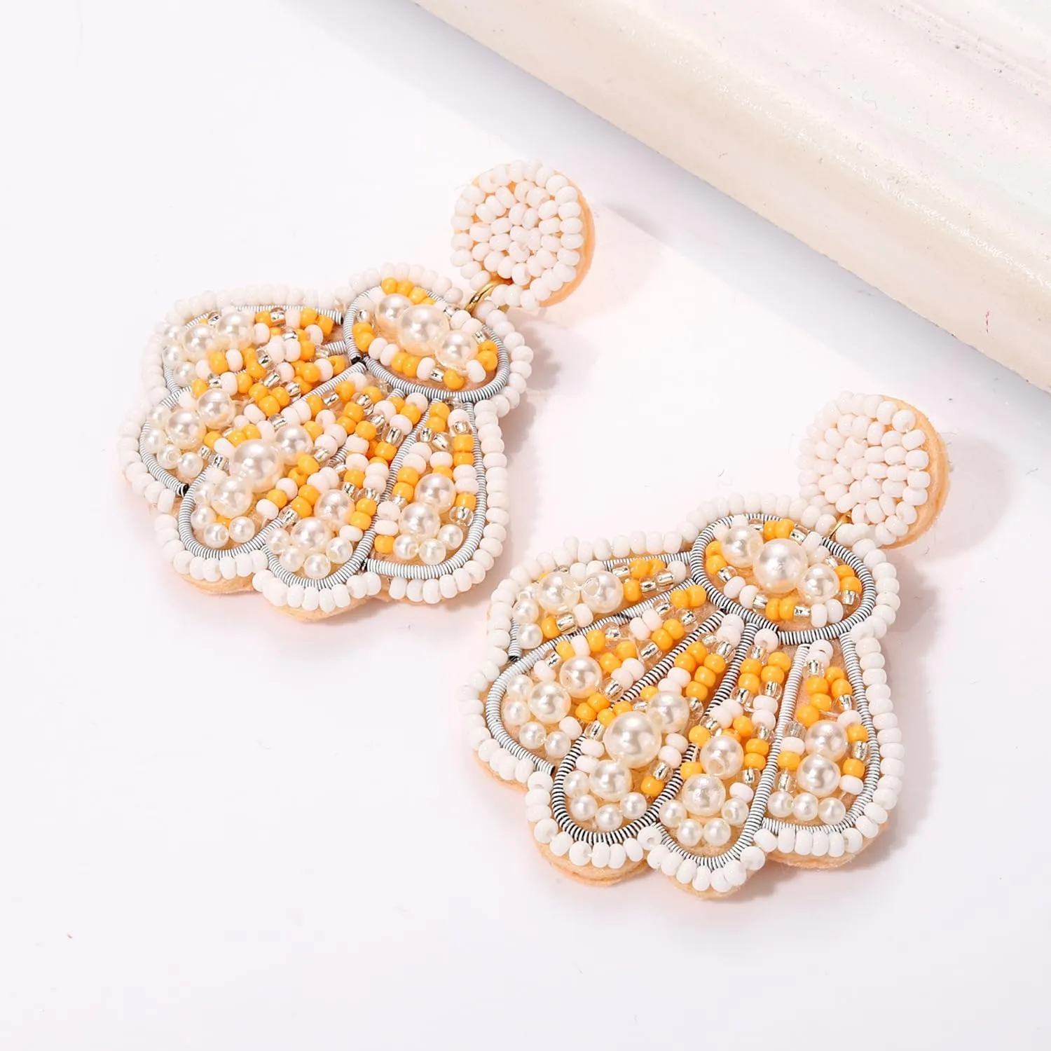 Shell Beaded Earrings Pearl Rhinestone Seashell Drop Dangle Earrings Boho Tropical Summer Beach Earrings Fashion Southern Western Earrings Jewelry Gift