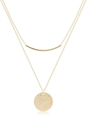 S.J JEWELRY Women Simple Delicate Full Moon 14K Gold Plated/Rose Gold/Silver Plated Layered Pendant Handmade Chokers Necklaces