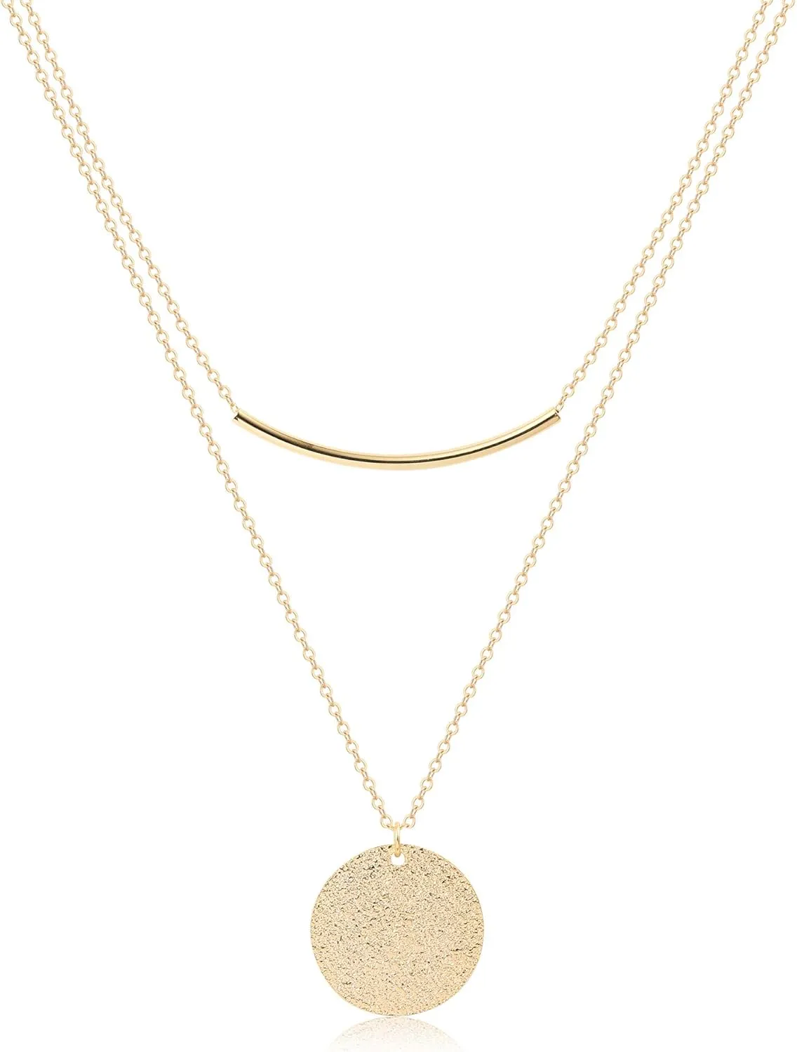 S.J JEWELRY Women Simple Delicate Full Moon 14K Gold Plated/Rose Gold/Silver Plated Layered Pendant Handmade Chokers Necklaces