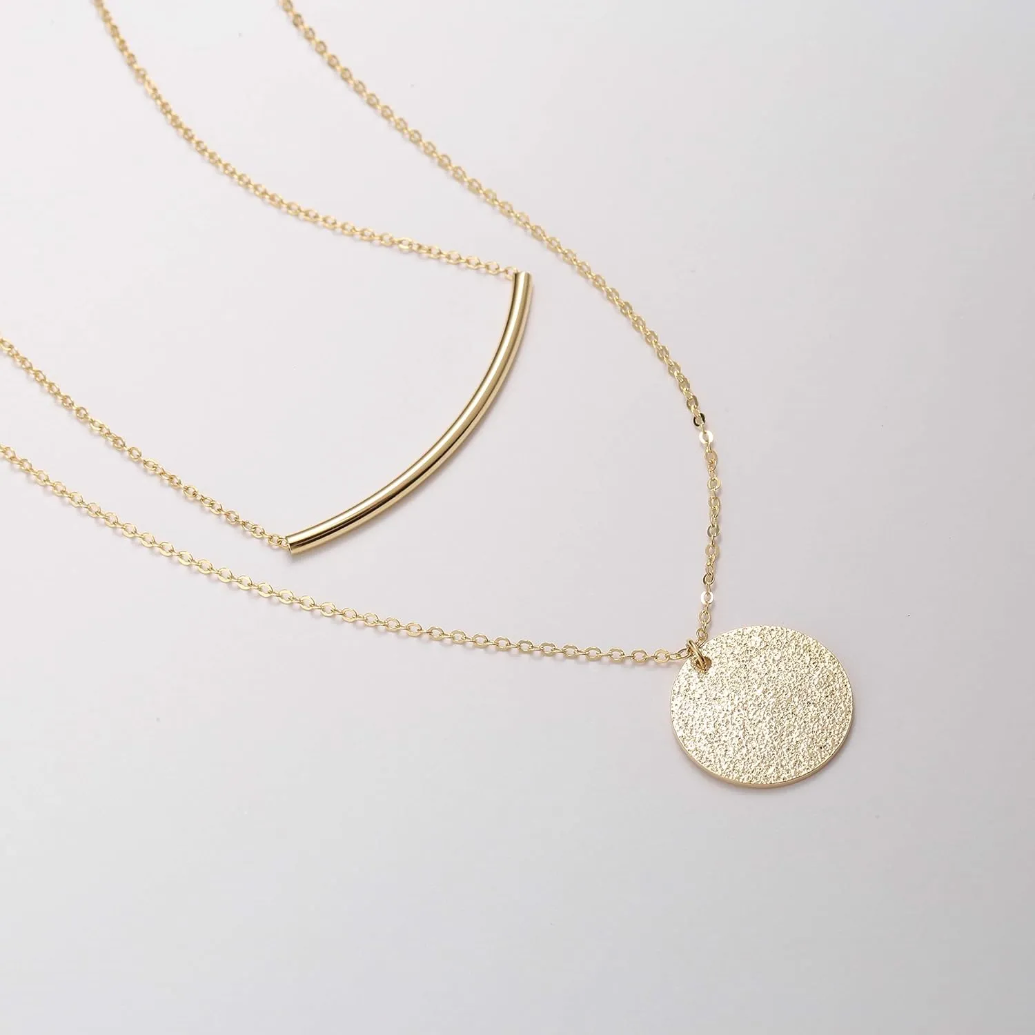 S.J JEWELRY Women Simple Delicate Full Moon 14K Gold Plated/Rose Gold/Silver Plated Layered Pendant Handmade Chokers Necklaces