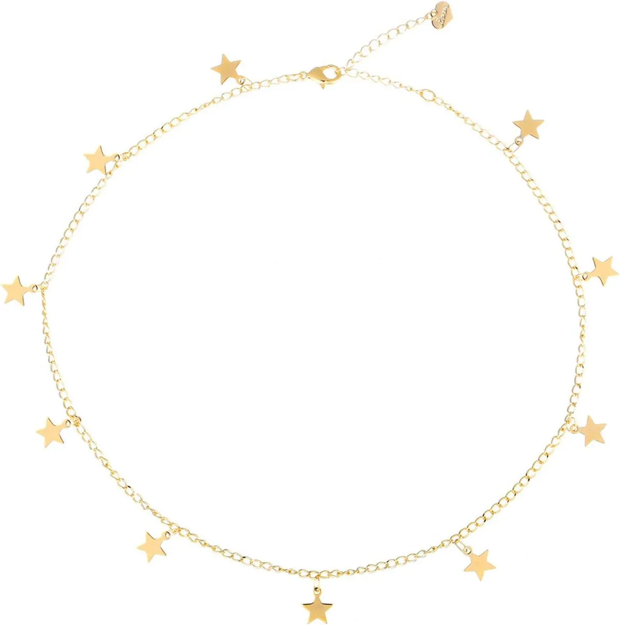 S.J JEWELRY Women Simple Delicate Full Moon 14K Gold Plated/Rose Gold/Silver Plated Layered Pendant Handmade Star Chokers Necklaces