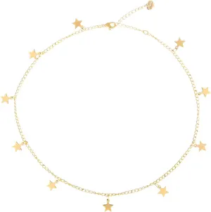 S.J JEWELRY Women Simple Delicate Full Moon 14K Gold Plated/Rose Gold/Silver Plated Layered Pendant Handmade Star Chokers Necklaces