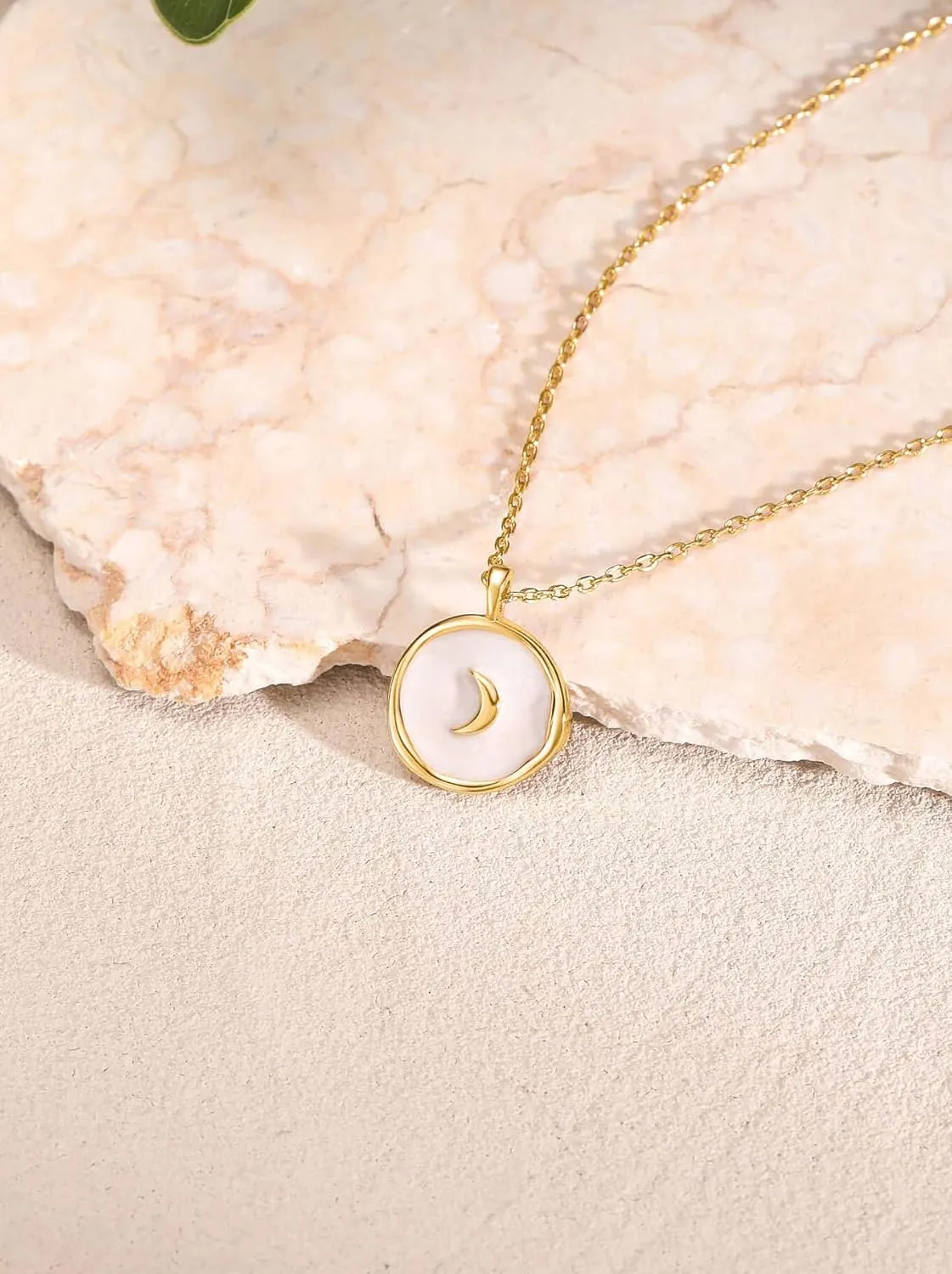 S.Leaf Gold Necklaces for Women Sterling Silver Coin Necklace Starburst Pendant Sterling Silver Necklace for Women