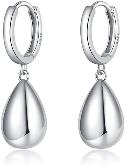 SLUYNZ 925 Sterling Silver Teardrop Dangle Earrings for Women Teens Waterdrop Dangle Earrings Drop Chunky Earrings