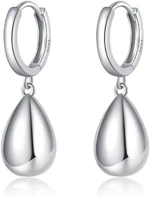 SLUYNZ 925 Sterling Silver Teardrop Dangle Earrings for Women Teens Waterdrop Dangle Earrings Drop Chunky Earrings