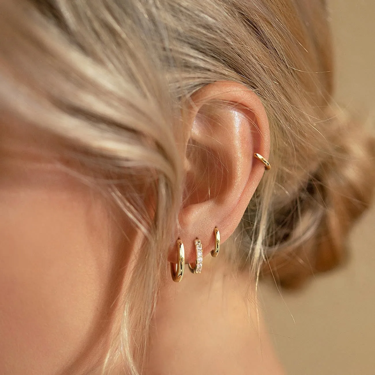 Small Gold Huggie Hoop Earrings Set for Women Men Hypoallergenic 14K Gold Plated Stack Cartilage Earrings, Multiple Piercing Lightweight Mini Thin Cute Dainty Trendy Clip On Jewelry Set Gifts for Women