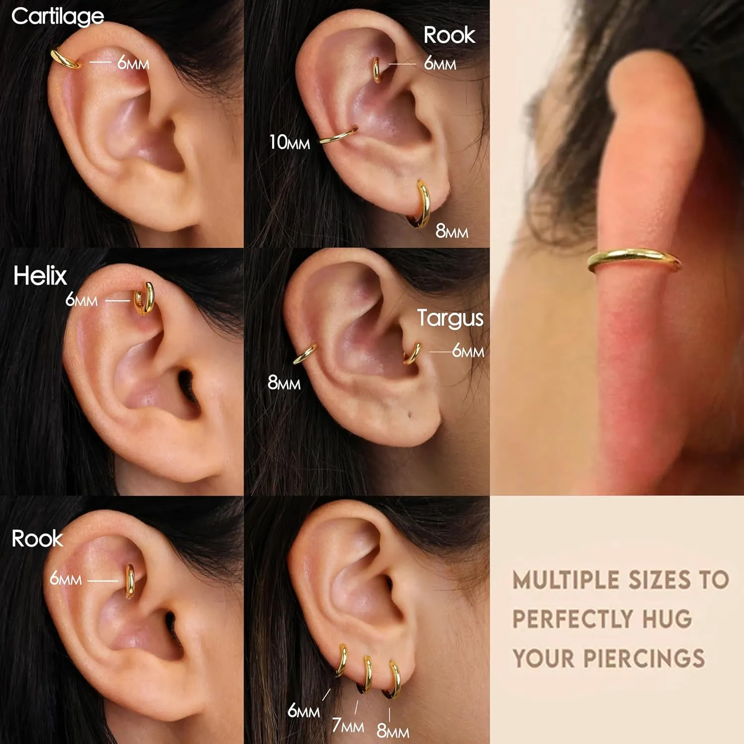 Small Gold Huggie Hoop Earrings Set for Women Men Hypoallergenic 14K Gold Plated Stack Cartilage Earrings, Multiple Piercing Lightweight Mini Thin Cute Dainty Trendy Clip On Jewelry Set Gifts for Women
