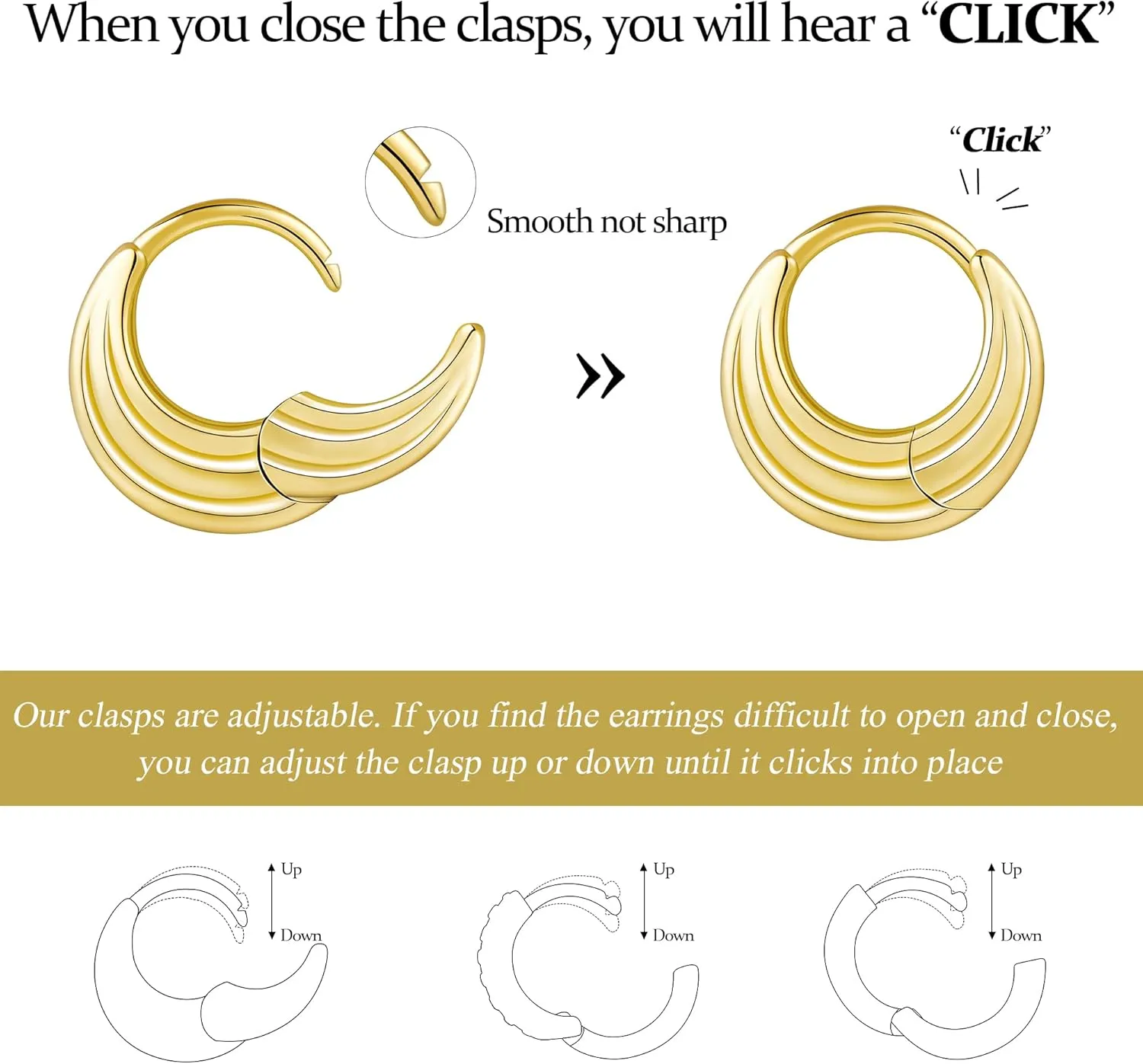 Small Sterling Silver Huggie Hoop Earrings Set for Women, 14K Gold Plated Cartilage Earings for Multiple Piercing Hypoallergenic Trendy Jewelry, Dainty Tiny Mini Stack Cubic Zircon Earring Gift