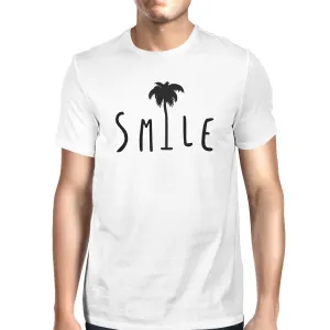 Smile Palm Tree Mens White Round Neck Short Sleeve T-Shirt Gifts