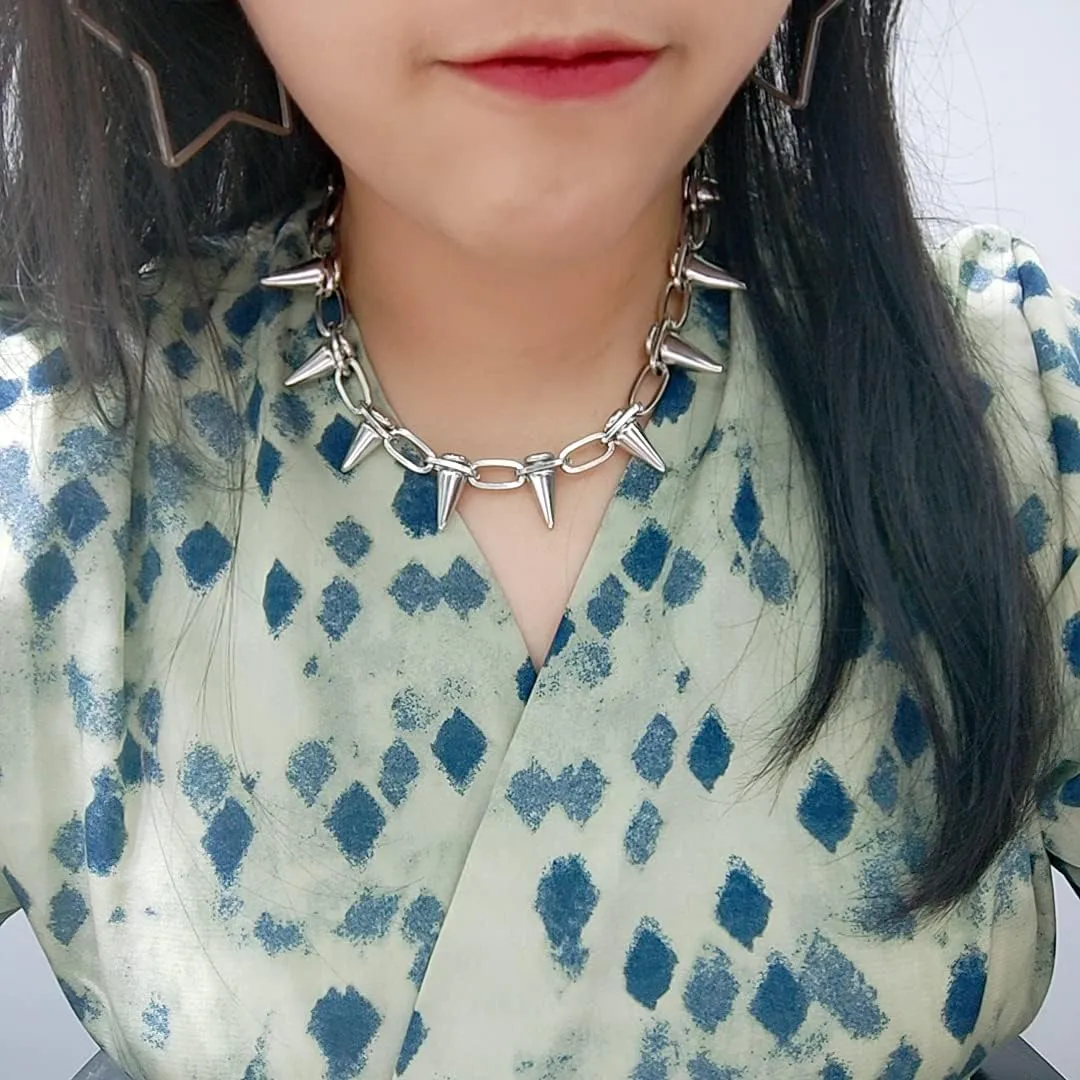Spike Chokers for Women Choker Goth Necklaces Mens Chain Choker Collar Punk Streetwear Handmade Adjustable Vintage Rivet Jewelry