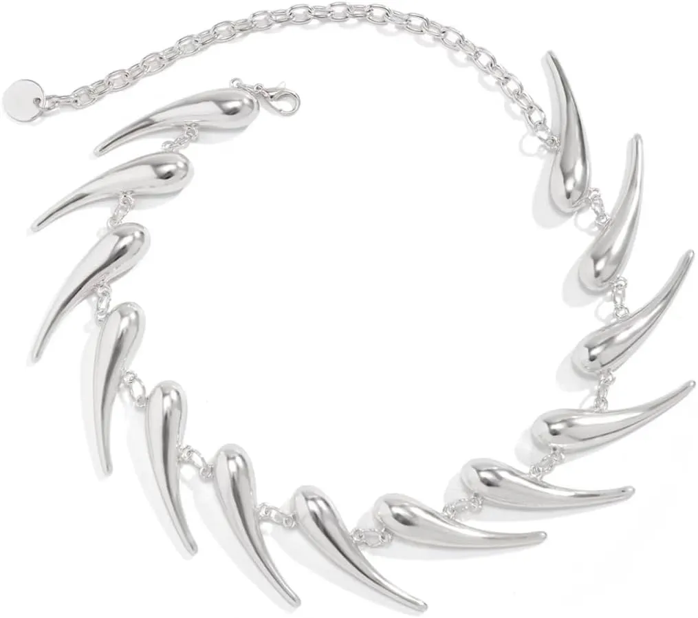 Spike Chokers for Women Girls Choker Goth Necklaces Mens Chain Choker Collar Punk Streetwear Handmade Adjustable Vintage Rivet Jewelry (Silver)