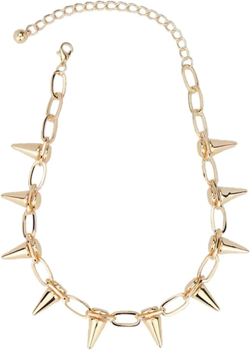 Spike Rivet Chokers Necklace & Collar - Adjustable Vintage Goth Punk Rivet Chain Choker Jewelry for Women & Men