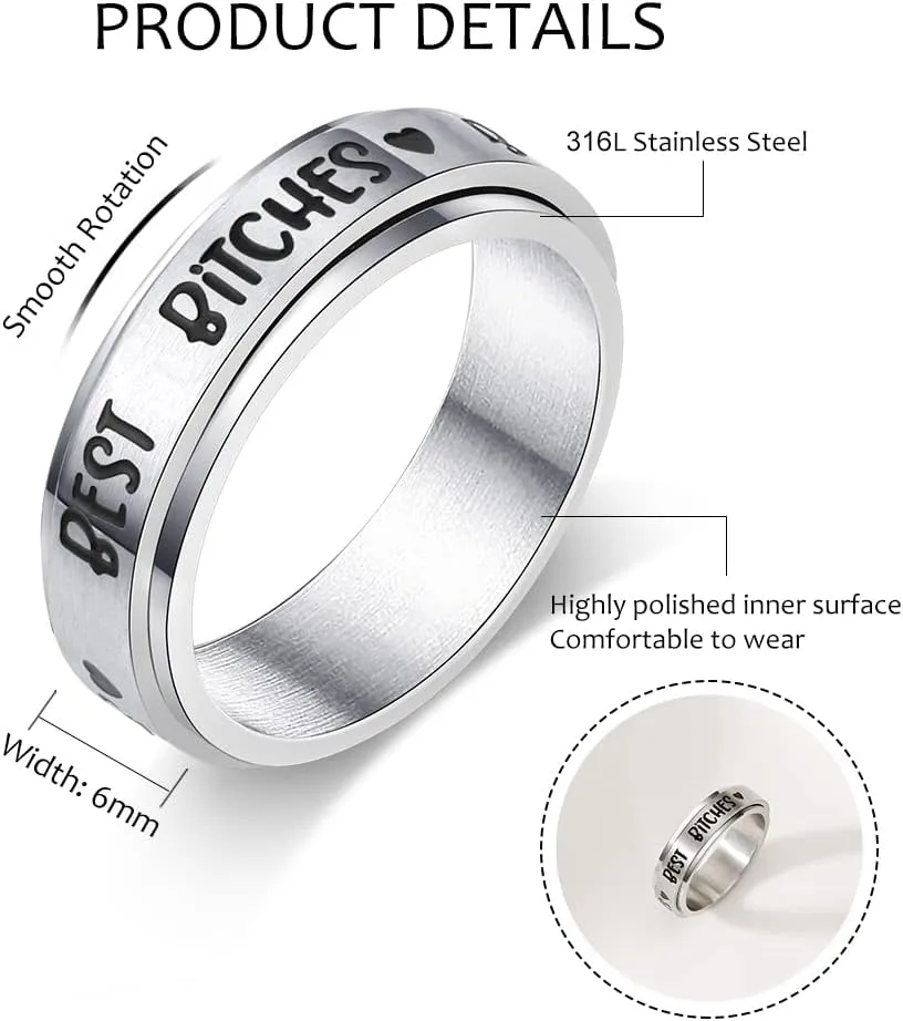 Spinner Ring for Women Men Stainless Steel Anxiety Fidget Rings for Anxiety Relieving Stress Rings I am Enough Inspirational Promise Rings Size 5-10