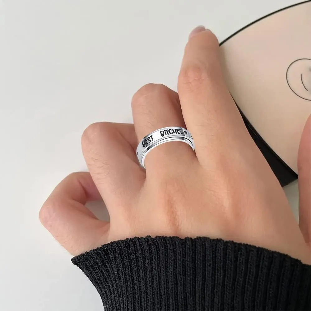 Spinner Ring for Women Men Stainless Steel Anxiety Fidget Rings for Anxiety Relieving Stress Rings I am Enough Inspirational Promise Rings Size 5-10