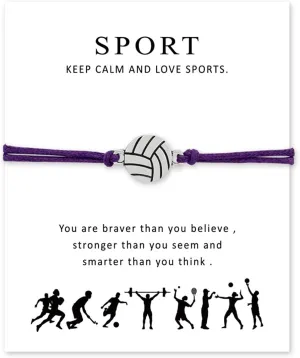 Sport Charm Bracelets Handmade Soccer Baseball Volleyball Braided Rope Bracelets for Sports Player Team Teens Jewelry