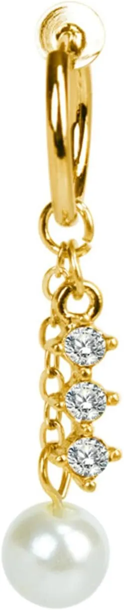 Stainless Steel Navel Rings for Women, CZ Sexy Navel Rings for Women Pearl Zirconia Gold Belly Rings