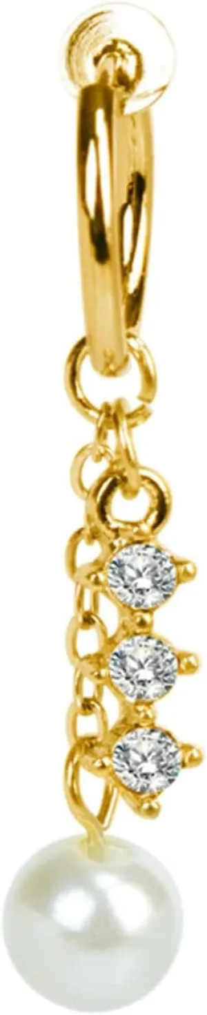 Stainless Steel Navel Rings for Women, CZ Sexy Navel Rings for Women Pearl Zirconia Gold Belly Rings
