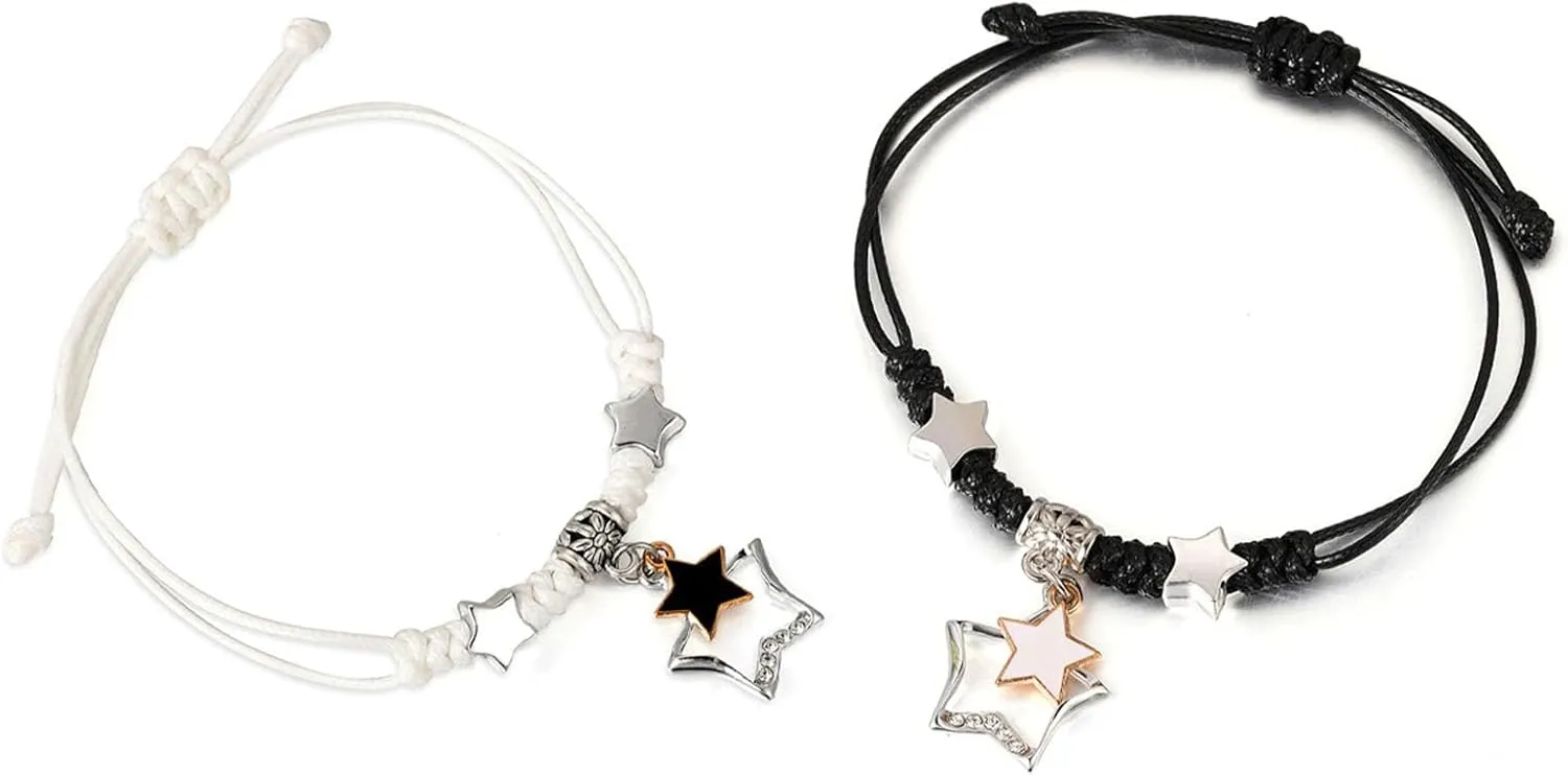 Star Couple Bracelets Star Y2k Bracelet Set Adjustable Braided Bracelets Promise Bracelet for Couples Friendship Bracelet for Best Friend