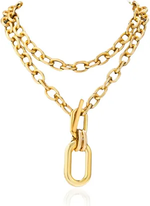 Statement Thick Chunky Silver/14K Gold Plated Cuban Chain Layered Paperclip Necklaces for Women,Bold Fashion Charms Paper Clip Multi-layered Strand Punk Hiphop Jewelry for Egirl