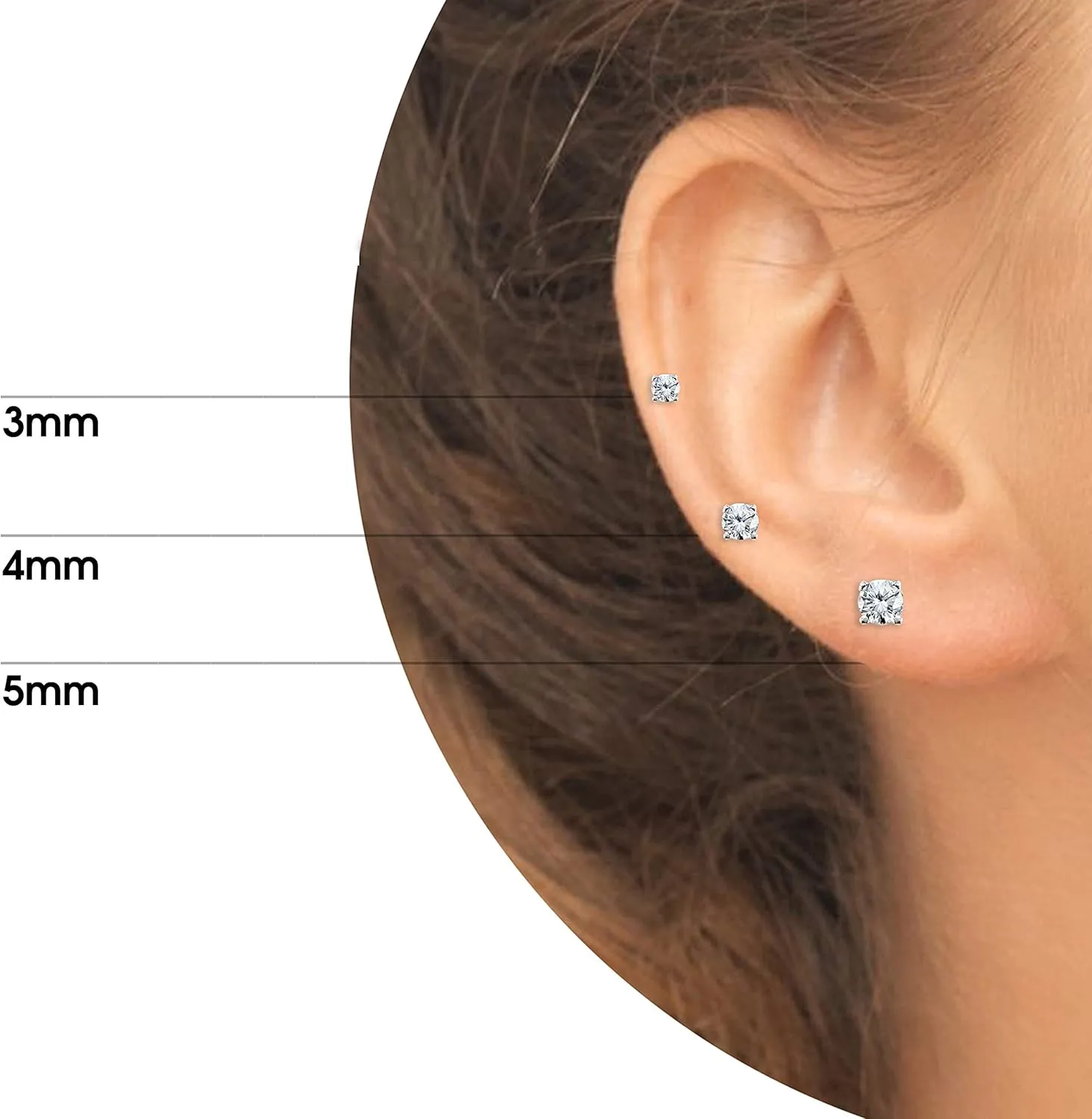 Sterling Silver Birthstone Stud Earrings, 3-4-5mm Round, Genuine or Synthetic Gemstone, Cartilage Earrings Set