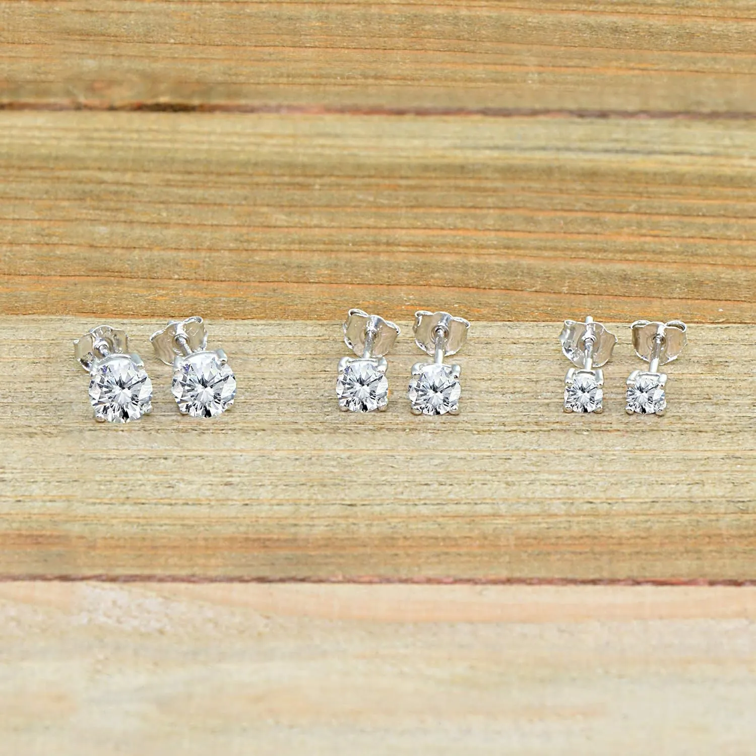 Sterling Silver Birthstone Stud Earrings, 3-4-5mm Round, Genuine or Synthetic Gemstone, Cartilage Earrings Set