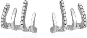 Sterling Silver Square Zircon Half Ring Earrings Cuff Earrings Piercing Earrings Crystal Piercing Claw-shaped Holding Earrings