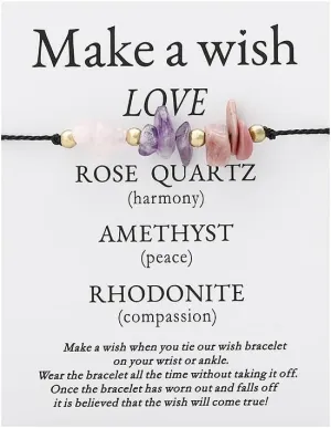 Stress Relief Anxiety Yoga Bracelet Natural Stone Inspirational Bracelets with Wish Card Love Empath Strength Crystal Bracelets for Birthday Friendship
