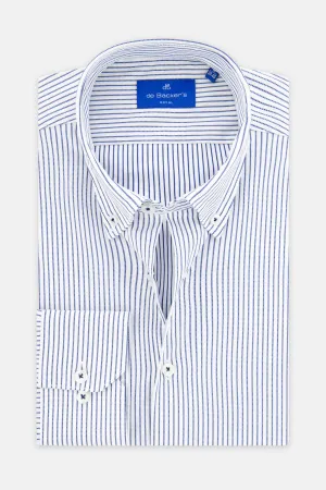 Striped White & Navy Smart Casual Shirt