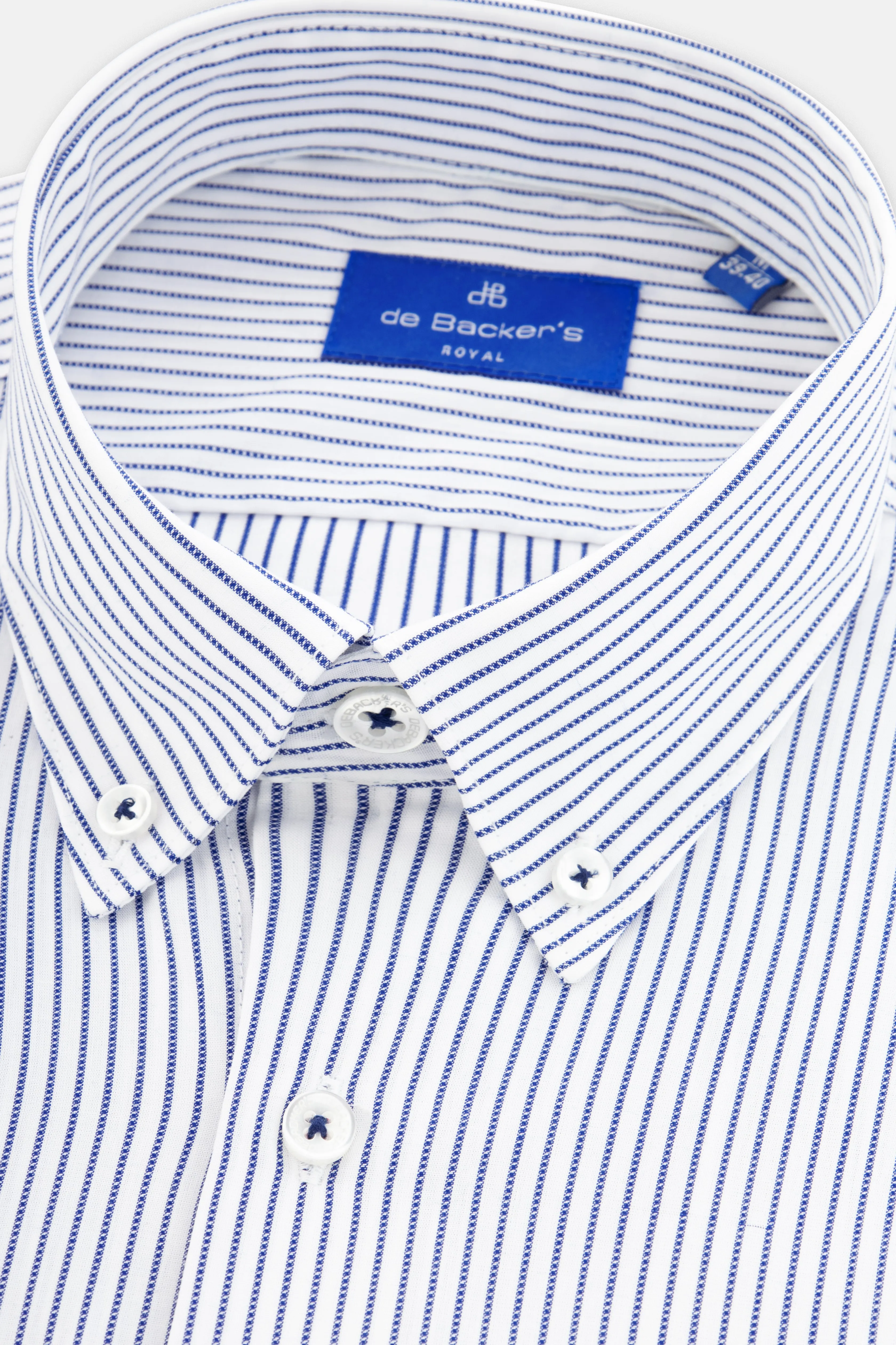 Striped White & Navy Smart Casual Shirt
