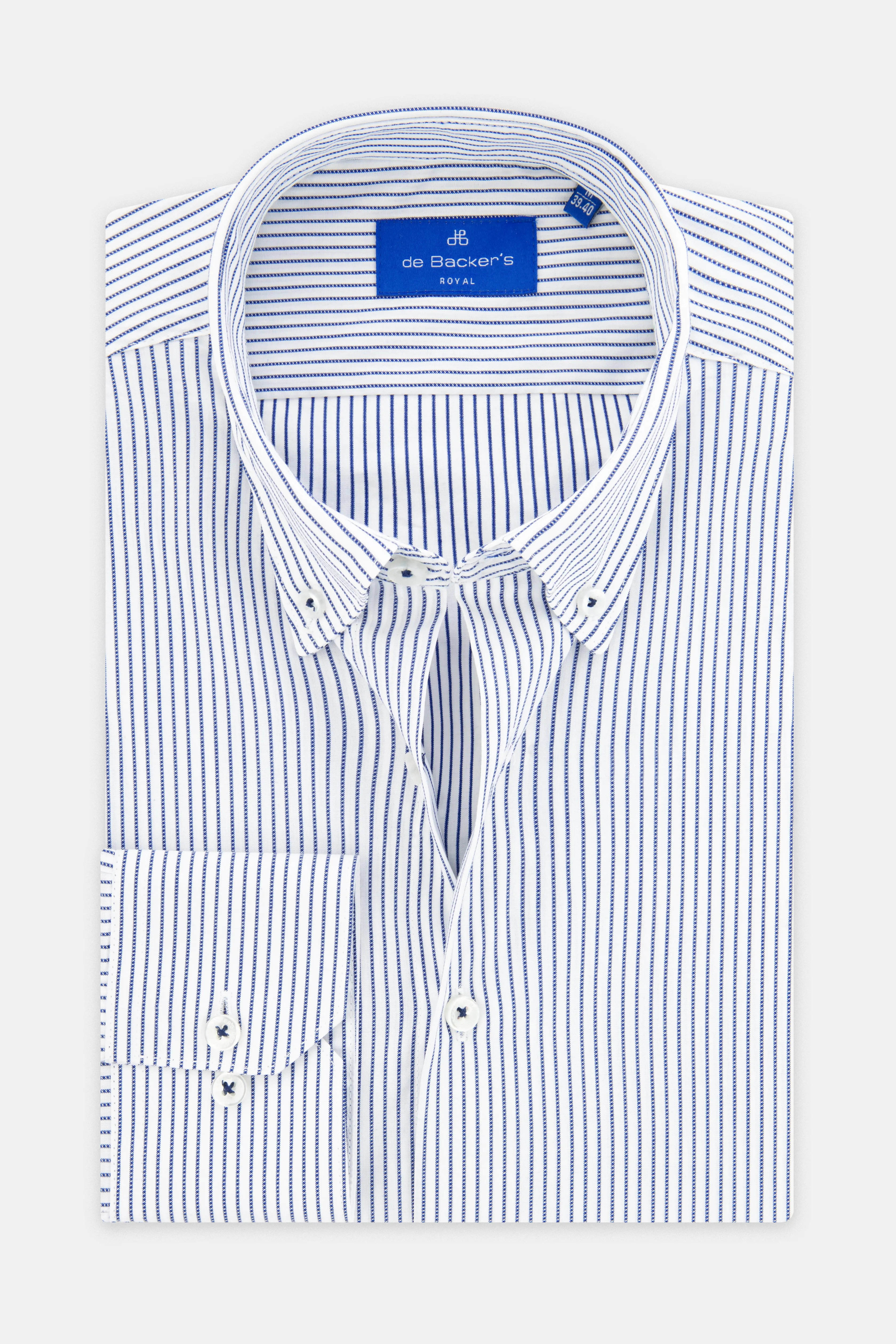 Striped White & Navy Smart Casual Shirt