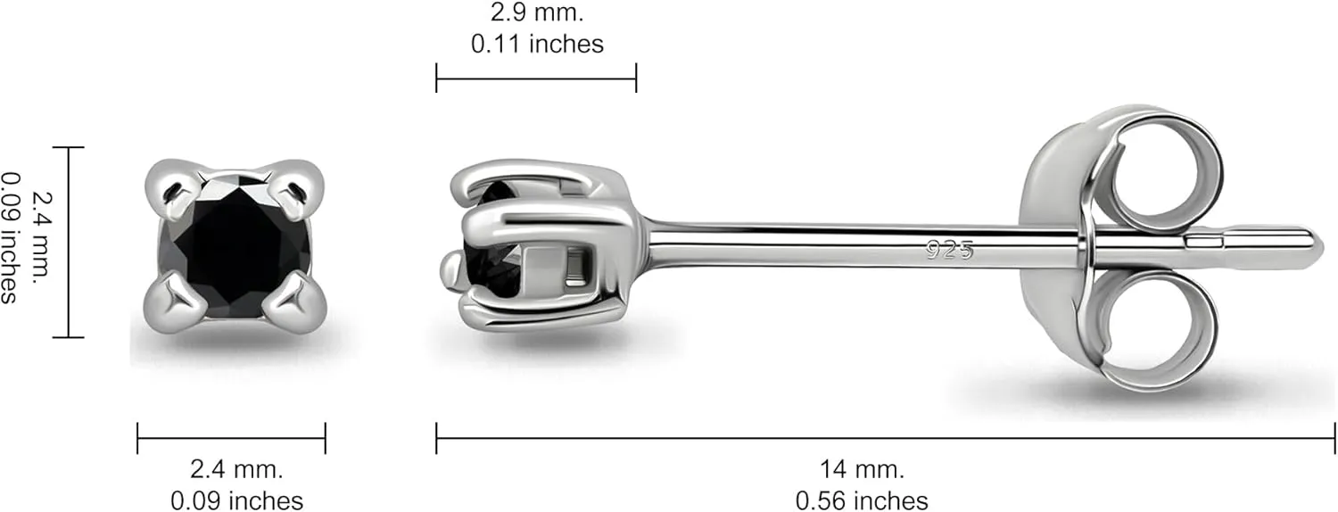 Stud Earrings for Women Sterling Silver Cubic Zirconia Round Stud Pierced Tiny Cartilage 2mm CZ Earring Studs for Men Single or Multipack Sets