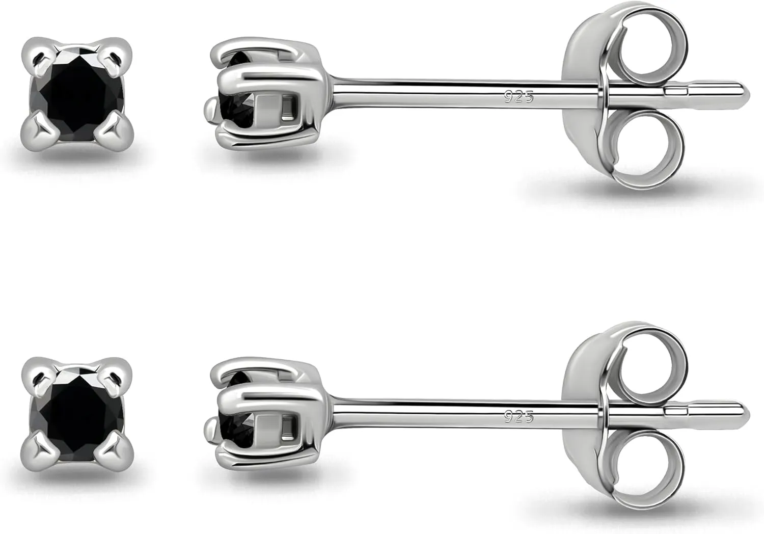 Stud Earrings for Women Sterling Silver Cubic Zirconia Round Stud Pierced Tiny Cartilage 2mm CZ Earring Studs for Men Single or Multipack Sets