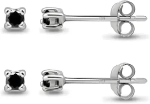 Stud Earrings for Women Sterling Silver Cubic Zirconia Round Stud Pierced Tiny Cartilage 2mm CZ Earring Studs for Men Single or Multipack Sets